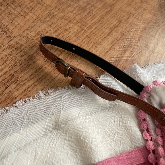 Ciel Pink Dress with leather straps and cream details - Picture 7 of 9